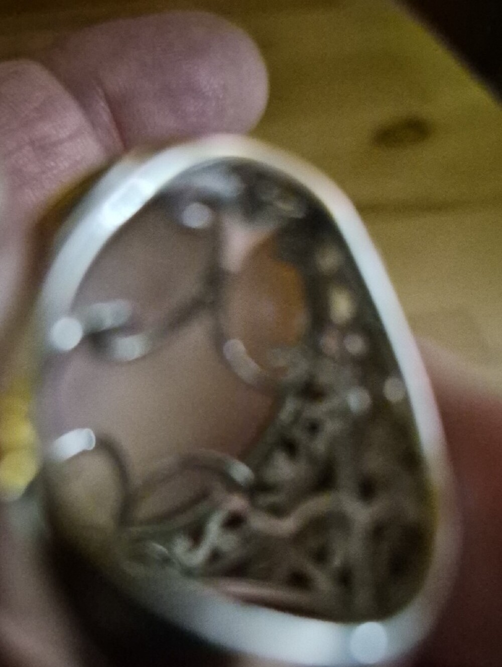Pink OPAL Stone Filigree Ring SIze 9 - Picture 4 of 6